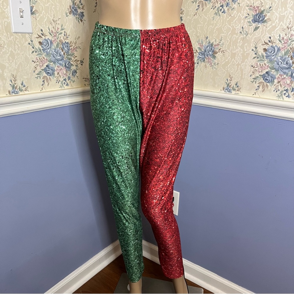 Lily by Firmiana Red & Green Christmas Leggings, Size S/M